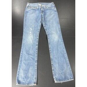 True Religion Distressed Women's Jeans Sz W 29 Billy Mid Rise Straight Flap